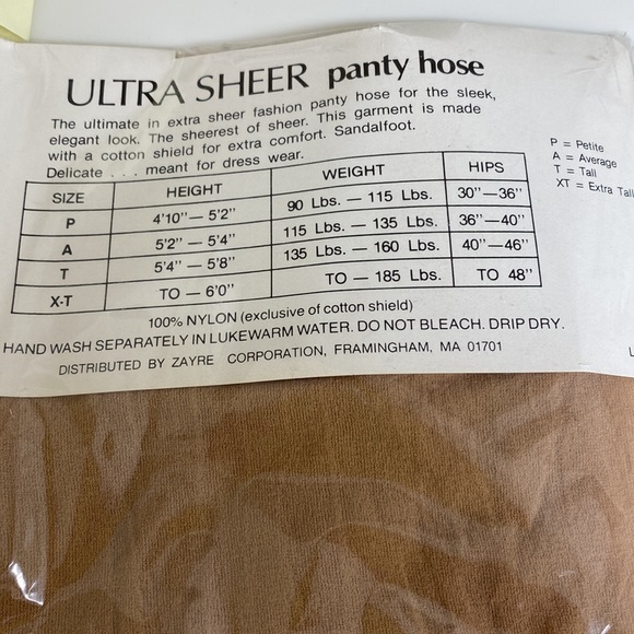 Vintage Ultra Sheer Beige Sandal-foot Pantyhose new in package SzA 115-135 lbs - Picture 6 of 7